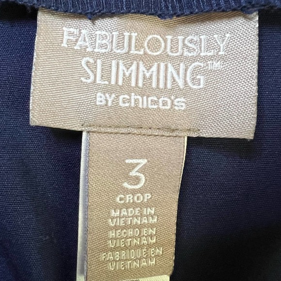Chico’s Women’s Fabulously Slimming Navy Cropped Pants Size 3 = XL/16 EUC - Picture 11 of 14